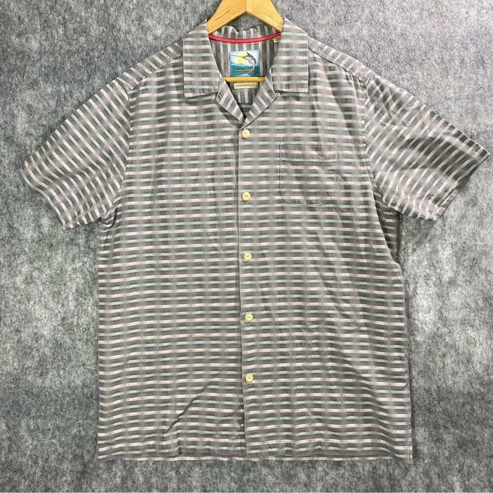 Tommy Bahama Silk Blend Island Modern Fit Shirt Size M Short‎ Sleeve Button